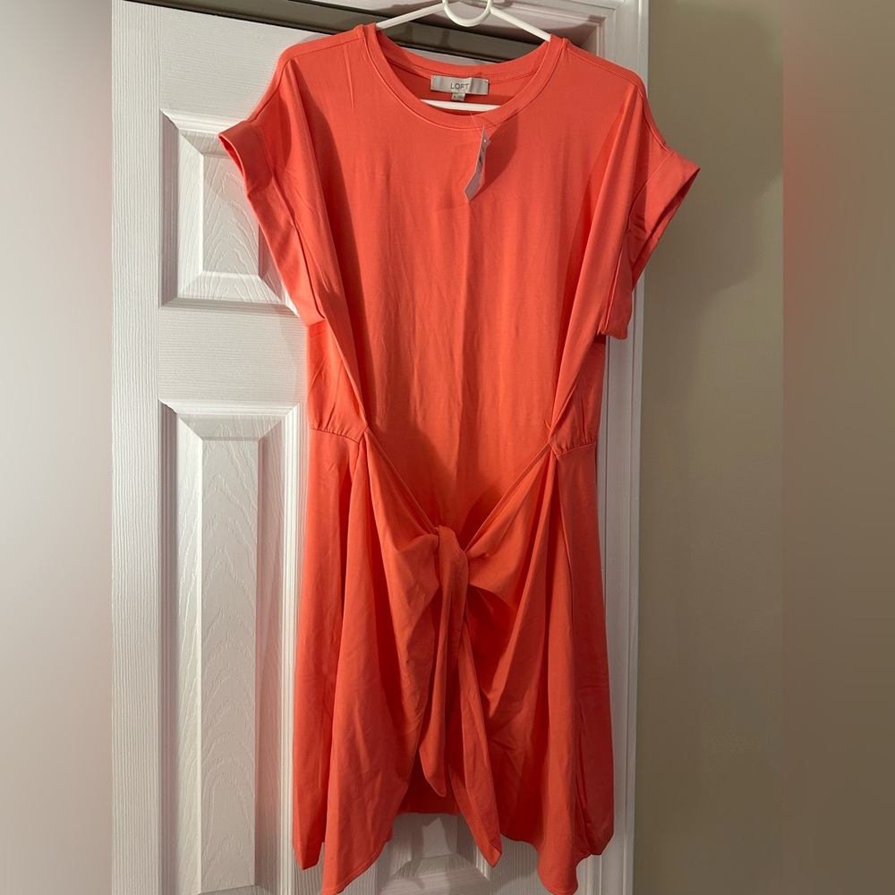 LOFT Coral Tie-Front Dress